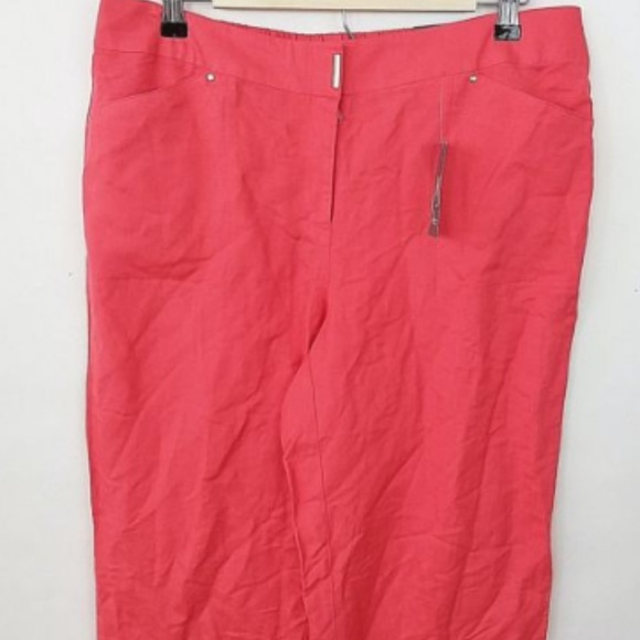 JM Collection Coral Linen Blend Pants -28 - Picture 3 of 7
